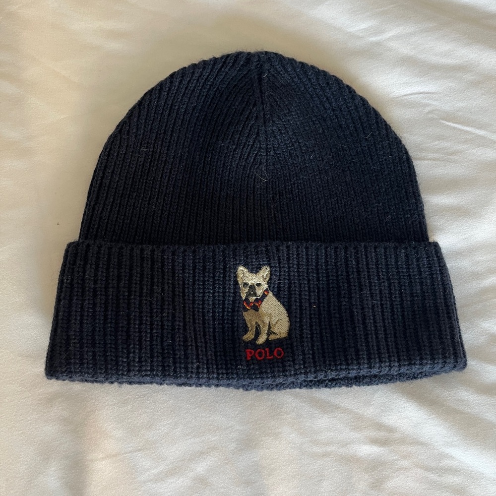 Ralph Lauren Polo Dark Blue Beanie with Dog Design
